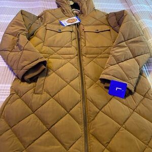 Quilted Brown Hooded Coat